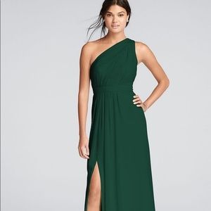 One Shoulder Crinkle Chiffon Dress, Long Size 4